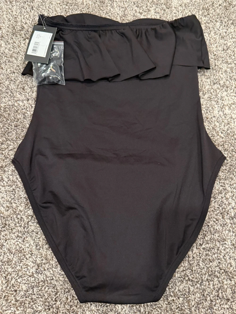 NWT Kate Spade New York Black Ruffle Hem One Piece Swimsuit Size Small